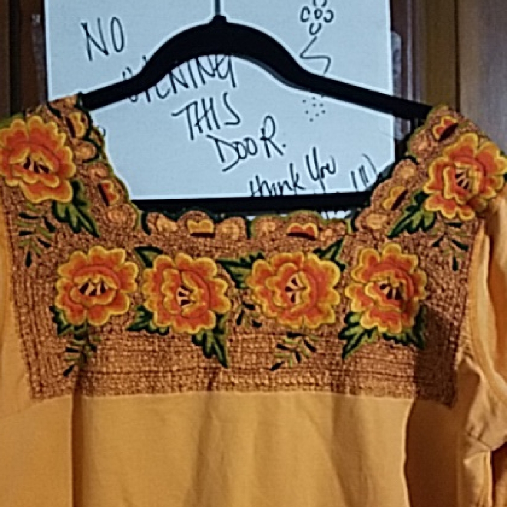 Yellow Floral Embroidered Top - Picture 6 of 7